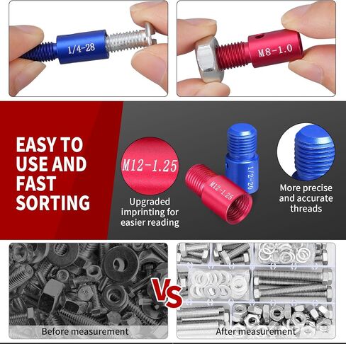 Nut and Bolt Thread Checker (Red & Blue) Nut and Bolt Size Gauge- 23 Inch & 21 Metric New Individually Assembled Thread Gauge Suitable for Detecting Fixed Bolts or Threaded Holes in Enclosed Areas in Saudi Arabia