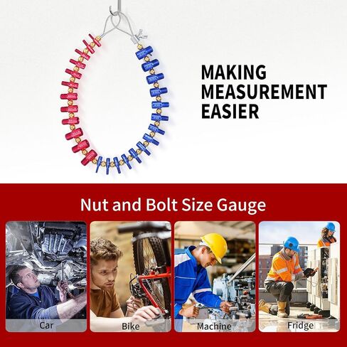 Nut and Bolt Thread Checker (Red & Blue) Nut and Bolt Size Gauge- 23 Inch & 21 Metric New Individually Assembled Thread Gauge Suitable for Detecting Fixed Bolts or Threaded Holes in Enclosed Areas in Saudi Arabia