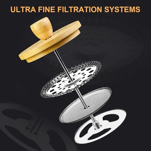 ماكينة صنع القهوة بالضغط الفرنسي من باراسيتي، ماكينة ضغط قهوة صغيرة بمقبض من الخيزران، ماكينة ضغط فرنسية بفلتر من الفولاذ المقاوم للصدأ 18/8 وزجاج مقاوم للحرارة، ماكينة صنع القهوة المحمولة بسعة 12 أونصة للسفر والمنزل in Kuwait