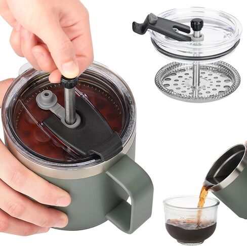 ماكينة ضغط فرنسية للسفر من YETI Rambler سعة 14 أونصة - ماكينة صنع القهوة المبتكرة - ملحقات أكواب للتخمير أثناء التنقل in Kuwait