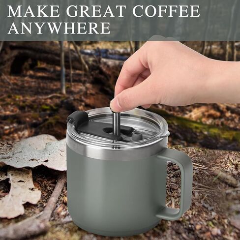 ماكينة ضغط فرنسية للسفر من YETI Rambler سعة 14 أونصة - ماكينة صنع القهوة المبتكرة - ملحقات أكواب للتخمير أثناء التنقل in Kuwait