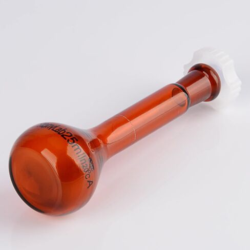 stonylab Glass Volumetric Flask, Class A Amber Volumetric Flask with Glass Stopper, Borosilicate Glass Heavy Wall Amber Volumetric Flask Tolerance ±0.03 ml - 25 ml in Kuwait