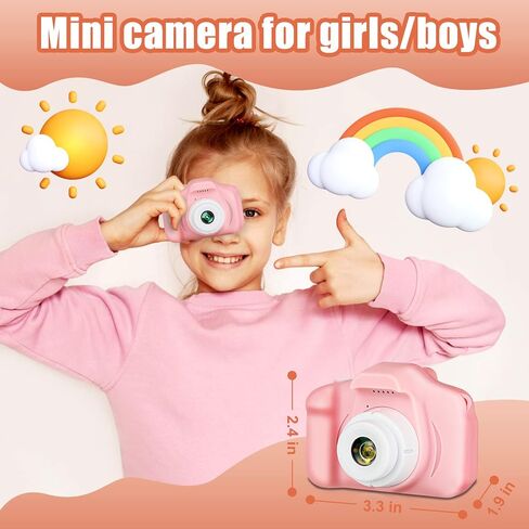 Kids Camera,Portable Children Selfie Camera Toys Girls Boys Gifts for Age 3-12 Toddler HD Digital Video Cameras with 32GB SD Card in Kuwait