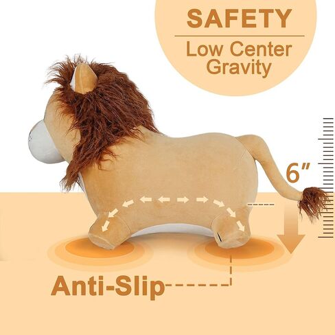 iPlay, iLearn Bouncy Pals Lion Hopper Toy, Toddler Plush Bouncing Animal, Inflatable Ride on Bouncer W/Pump, Indoor Outdoor Hopping Horse, Kid Jumping Toy, Birthday Gift for 2 3 4 5 Year Old Boy Girl in Kuwait