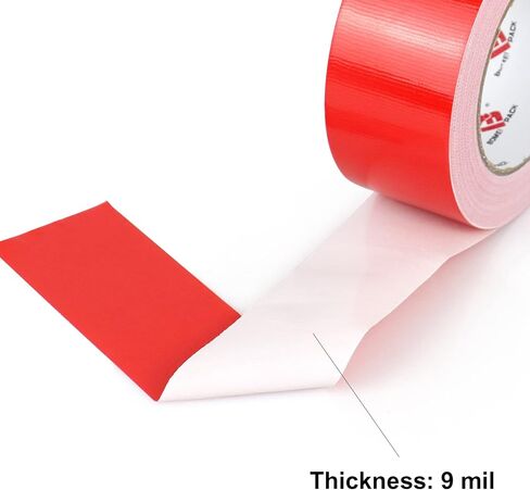 شريط لاصق أحمر اللون شديد التحمل، سمك 9 مل، 2 بوصة × 30 ياردة، قوة صناعية قوية، مرنة، لا بقايا، مقاوم للماء والتمزق باليد، متعدد الاستخدام للإصلاحات الداخلية والخارجية in Saudi Arabia