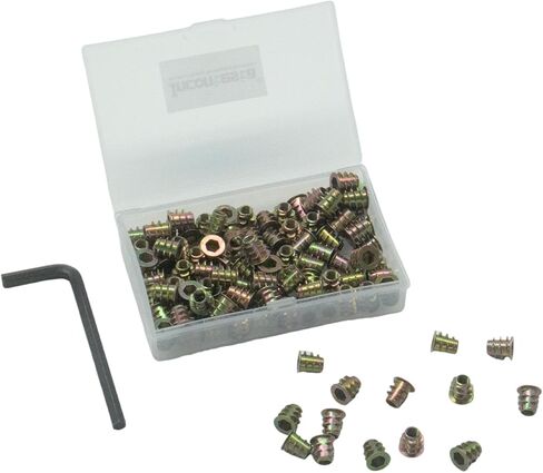 صواميل إدراج ملولبة للأثاث M5X10mm - صواميل سداسية من سبائك الزنك للأثاث الخشبي (عبوة من 100 قطعة) (M5X10mm) in Saudi Arabia