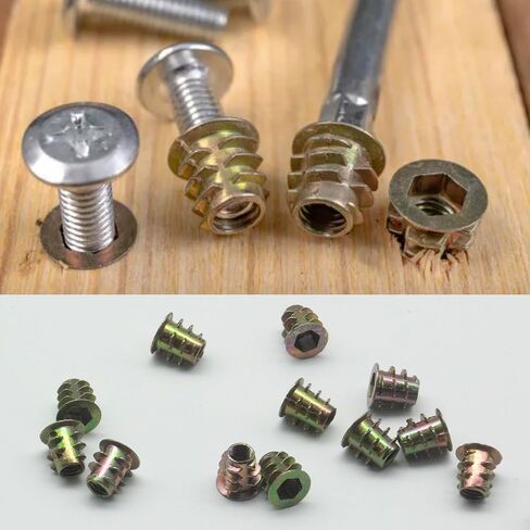 صواميل إدراج ملولبة للأثاث M5X10mm - صواميل سداسية من سبائك الزنك للأثاث الخشبي (عبوة من 100 قطعة) (M5X10mm) in Saudi Arabia