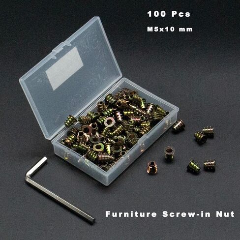 صواميل إدراج ملولبة للأثاث M5X10mm - صواميل سداسية من سبائك الزنك للأثاث الخشبي (عبوة من 100 قطعة) (M5X10mm) in Saudi Arabia