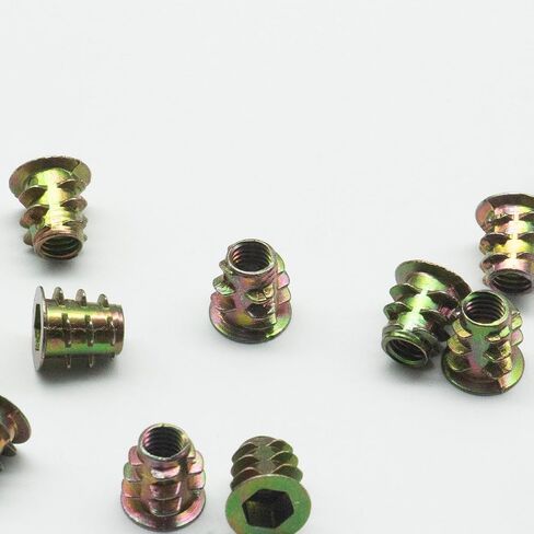 صواميل إدراج ملولبة للأثاث M5X10mm - صواميل سداسية من سبائك الزنك للأثاث الخشبي (عبوة من 100 قطعة) (M5X10mm) in Saudi Arabia