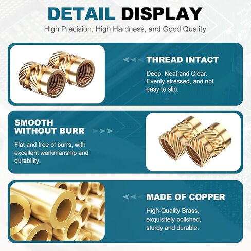 220Pcs Heat Set Insert Assortment, Premium M2 M2.5 M3 M4 M5 M6 Metric Threaded Inserts Brass Female Hot Melt Knurled Nut Inserts Embedment Kit for Plastic and 3D Printing Components in Saudi Arabia