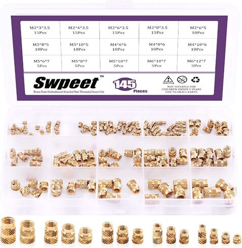 Swpeet 300 قطعة 5 قيم M2 M3 M4 M5 M6 أنثى خيط مخرش صواميل نحاسية ملولبة إدراج صواميل تركيب وصلة ملحومة هيدروليكية مجموعة متنوعة مثالية لقولبة حقن الطباعة ثلاثية الأبعاد in Saudi Arabia