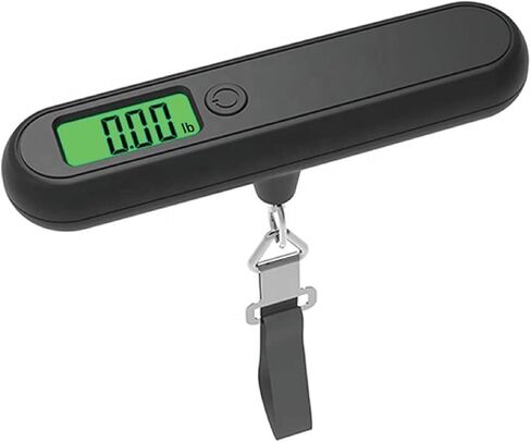ميزان أمتعة رقمي محمول، ميزان أمتعة السفر المعلق، فحص الوزن، سعة 110 رطل، البطارية متضمنة، أسود in Kuwait