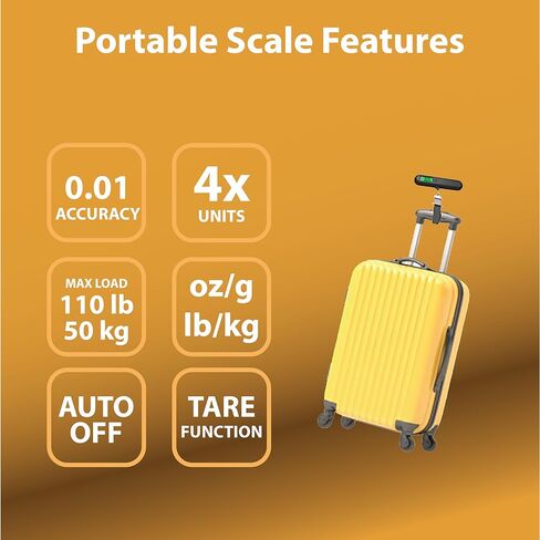 ميزان أمتعة رقمي محمول، ميزان أمتعة السفر المعلق، فحص الوزن، سعة 110 رطل، البطارية متضمنة، أسود in Kuwait
