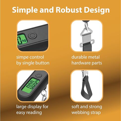 Portable Digital Luggage Scale, Hanging Travel Baggage Scale, Weight Check, Capacity 110 lb, Battery Included, Black in Saudi Arabia