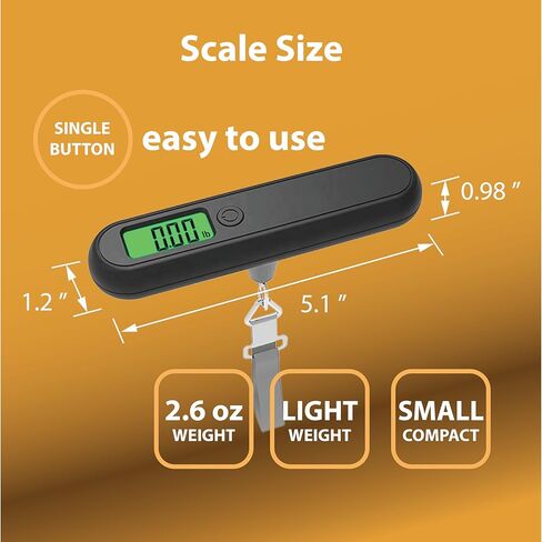 Portable Digital Luggage Scale, Hanging Travel Baggage Scale, Weight Check, Capacity 110 lb, Battery Included, Black in Saudi Arabia
