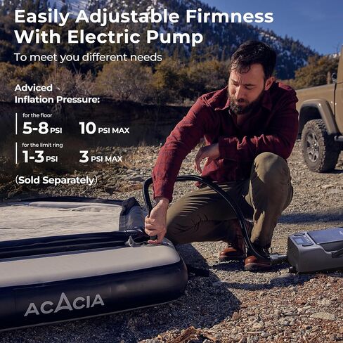 Air Floor XL لنظام التخييم الفضائي، 4 طبقات، أرضية قابلة للنفخ بسمك 6 بوصات للخيمة العائمة، قاعدة تخييم مقاومة للماء والرطوبة مع سجادة قابلة للإزالة، رقعة إصلاح، وحقيبة حمل in Kuwait