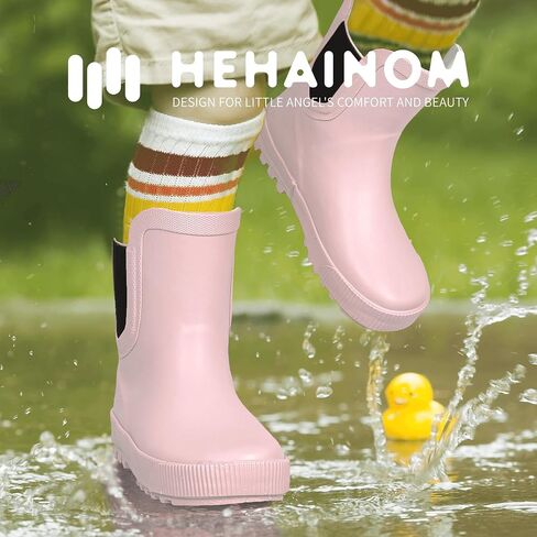 Hehainom Toddler Kids Rain Boots for Girls Boys Waterproof Rainboots Easy-on Light Weight Chelsea Rain Shoes in Saudi Arabia