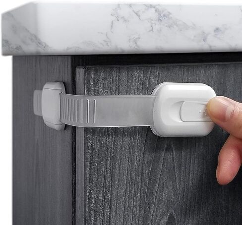 Baby Locks Straps (8-Pack) Child Safety Cabinet Proofing - Safe Quick and Easy 3M Adhesive Cabinet Drawer Door Latches No Screws & Magnets Multi-Purpose for Furniture Kitchen Ovens Toilet Seats in Saudi Arabia