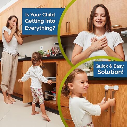 Baby Locks Straps (8-Pack) Child Safety Cabinet Proofing - Safe Quick and Easy 3M Adhesive Cabinet Drawer Door Latches No Screws & Magnets Multi-Purpose for Furniture Kitchen Ovens Toilet Seats in Saudi Arabia