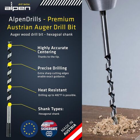 16 mm Auger Wood Drill Bit 18 inch Long Metric for Hard and Soft Wood - Extra Long Drill bit with Sharp Edges for Precise Holes and Effortless Drilling - Durable Drill Bit for Woodworking in Kuwait