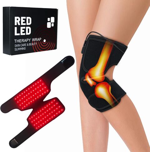 دعامة الركبة Therapy من Red Light، لفافة الركبة باللون الأحمر مقاس قابل للتعديل وتعافي أسرع وتخفيف آلام الركبة ورائعة للرياضيين in Saudi Arabia