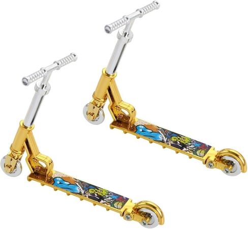 2Pcs Gold Mini Two Wheel Toys Tiny Fingerboard Scooters, Mini Finger Skateboards, Finger Scooter Fingertip Movement for Training Finger Skateboards Finger Boards and Finger Bikes in Saudi Arabia