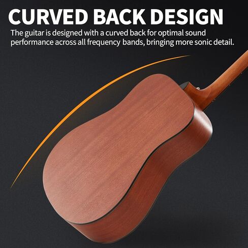 جيتار صوتي مبتدئ 41 بوصة كامل الحجم من خشب التنوب غير اللامع مجموعة مجموعة جيتار مع حقيبة موالف كابو يختار حزام سلسلة، اليد اليمنى الطبيعية، AG41R in Kuwait