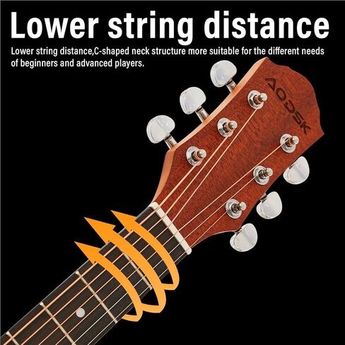جيتار صوتي مبتدئ 41 بوصة كامل الحجم من خشب التنوب غير اللامع مجموعة مجموعة جيتار مع حقيبة موالف كابو يختار حزام سلسلة، اليد اليمنى الطبيعية، AG41R in Kuwait