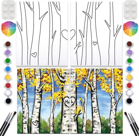 مجموعة من قطعتين من مجموعة الطلاء والرسم القماشي المرسومة مسبقًا للرسم للبالغين من القماش الممتد للأزواج ألعاب التاريخ الليلي الأفرو الأنيق للرجال والنساء هدية عيد الحب in Kuwait