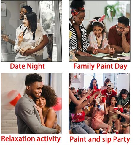 مجموعة من قطعتين من مجموعة الطلاء والرسم القماشي المرسومة مسبقًا للرسم للبالغين من القماش الممتد للأزواج ألعاب التاريخ الليلي الأفرو الأنيق للرجال والنساء هدية عيد الحب in Kuwait