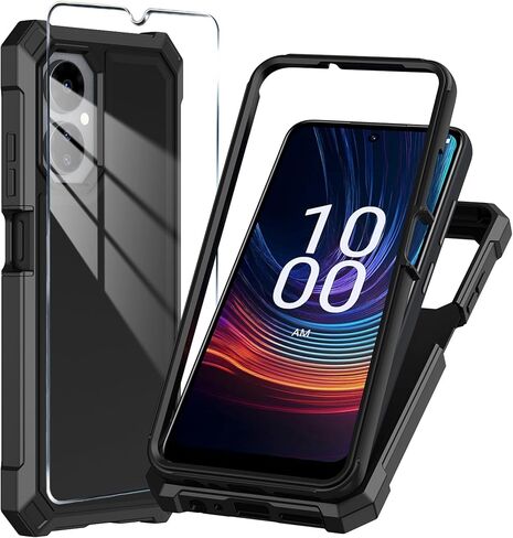 حافظة لهاتف Boost Mobile Celero 5G 2024 (الإصدار الثالث) مع واقي شاشة من الزجاج المقسى، حافظة واقية لكامل الجسم من السيليكون الناعم لهاتف Boost Celero 3 (أسود) in Saudi Arabia