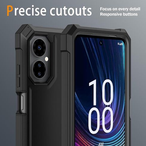 حافظة لهاتف Boost Mobile Celero 5G 2024 (الإصدار الثالث) مع واقي شاشة من الزجاج المقسى، حافظة واقية لكامل الجسم من السيليكون الناعم لهاتف Boost Celero 3 (أسود) in Saudi Arabia