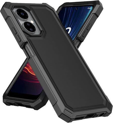 حافظة لهاتف Boost Mobile Celero 5G 2024 (الإصدار الثالث) مع واقي شاشة من الزجاج المقسى، حافظة واقية لكامل الجسم من السيليكون الناعم لهاتف Boost Celero 3 (أسود) in Saudi Arabia