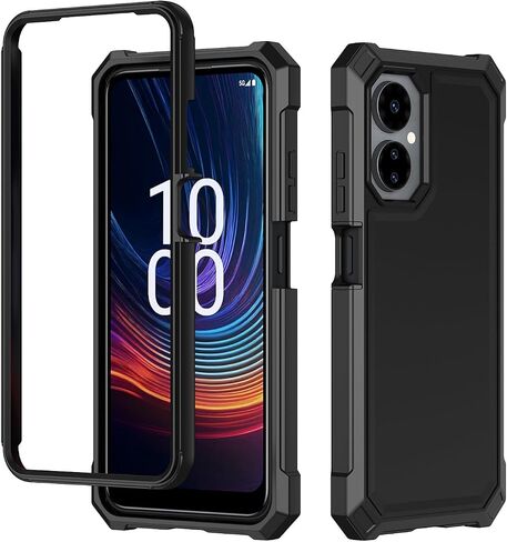 حافظة لهاتف Boost Mobile Celero 5G 2024 (الإصدار الثالث) مع واقي شاشة من الزجاج المقسى، حافظة واقية لكامل الجسم من السيليكون الناعم لهاتف Boost Celero 3 (أسود) in Saudi Arabia