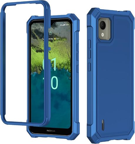 حافظة هاتف Nokia C110 مع واقي شاشة من الزجاج المقوى، حافظة حماية كاملة من السيليكون الناعم النحيف لهاتف Nokia C110 (أسود) in Saudi Arabia