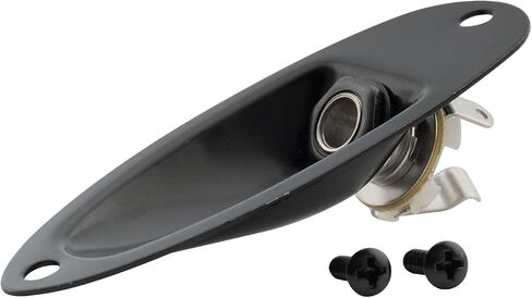 Musiclily 1/4 Inch Boat Style Loaded Guitar Input Jack Socket Plate Output Jack for Fender Stratocaster Strat Electric Guitar, Black in Saudi Arabia