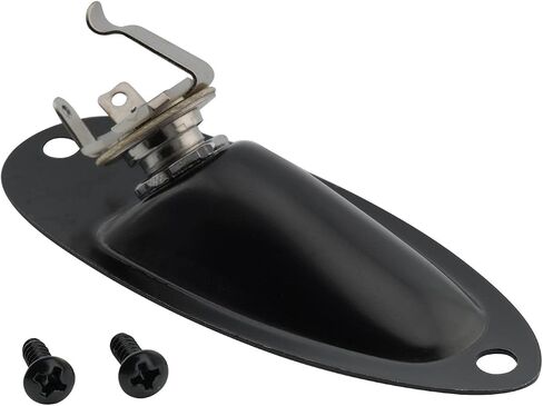 Musiclily 1/4 Inch Boat Style Loaded Guitar Input Jack Socket Plate Output Jack for Fender Stratocaster Strat Electric Guitar, Black in Saudi Arabia