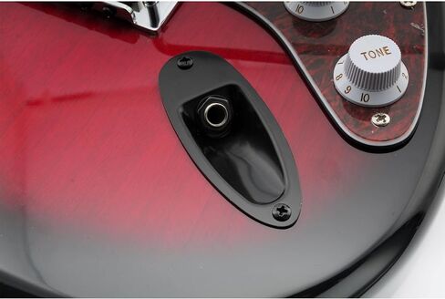 Musiclily 1/4 Inch Boat Style Loaded Guitar Input Jack Socket Plate Output Jack for Fender Stratocaster Strat Electric Guitar, Black in Saudi Arabia