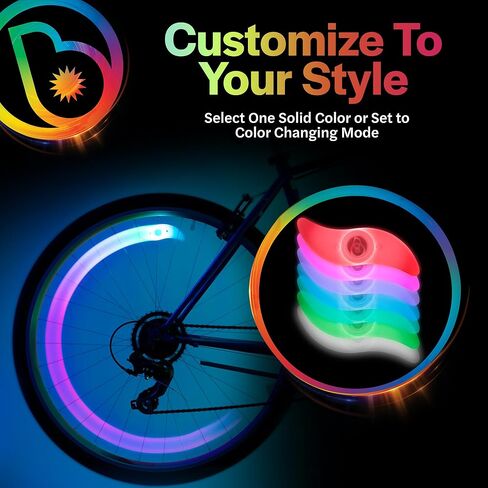 Brightz SpokeBrightz LED Bike Wheel Lights, 2-Pack - Color Changing & Color Select Modes - Light Up Your Spokes - Morph Through Rainbow Colors or Set to Red, Pink, Purple, Blue, Green, Teal, or White in Kuwait