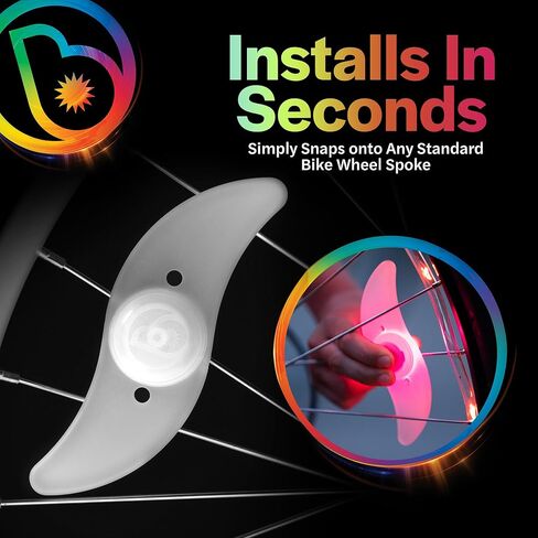 Brightz SpokeBrightz LED Bike Wheel Lights, 2-Pack - Color Changing & Color Select Modes - Light Up Your Spokes - Morph Through Rainbow Colors or Set to Red, Pink, Purple, Blue, Green, Teal, or White in Kuwait