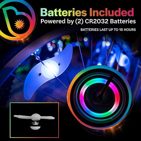 Brightz SpokeBrightz LED Bike Wheel Lights, 2-Pack - Color Changing & Color Select Modes - Light Up Your Spokes - Morph Through Rainbow Colors or Set to Red, Pink, Purple, Blue, Green, Teal, or White in Kuwait