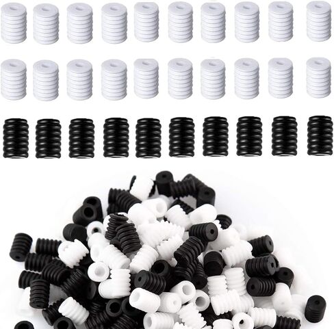 200 قطعة من مفتاح قفل الحبل المرن لضبط قناع الحبل من السيليكون وسدادة الحبل الدائرية غير القابلة للانزلاق وإبزيم قابل للتعديل لمورد القناع (100 باللون الأبيض و100 باللون الأسود) (6 * 10 مم) in Kuwait