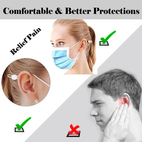 200 قطعة من مفتاح قفل الحبل المرن لضبط قناع الحبل من السيليكون وسدادة الحبل الدائرية غير القابلة للانزلاق وإبزيم قابل للتعديل لمورد القناع (100 باللون الأبيض و100 باللون الأسود) (6 * 10 مم) in Kuwait