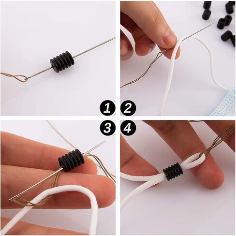 200 قطعة من مفتاح قفل الحبل المرن لضبط قناع الحبل من السيليكون وسدادة الحبل الدائرية غير القابلة للانزلاق وإبزيم قابل للتعديل لمورد القناع (100 باللون الأبيض و100 باللون الأسود) (6 * 10 مم) in Kuwait