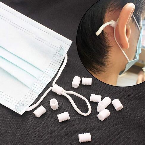 200 قطعة من مفتاح قفل الحبل المرن لضبط قناع الحبل من السيليكون وسدادة الحبل الدائرية غير القابلة للانزلاق وإبزيم قابل للتعديل لمورد القناع (100 باللون الأبيض و100 باللون الأسود) (6 * 10 مم) in Kuwait