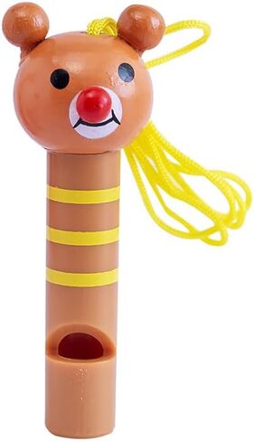 5 Pack Party Whistles With Necklace Rope Wooden Mini Cute Animals Clown Cartoon Whistle for Birthday Party Favors Decoration Noice Maker in Saudi Arabia