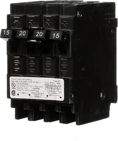 SIEMENS Q21520CT Triplex Two Outer 15 Amp Single-Pole and One Inner 20 Amp Double-Pole Circuit Breaker in Saudi Arabia