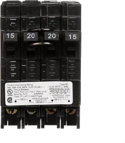 SIEMENS Q21520CT Triplex Two Outer 15 Amp Single-Pole and One Inner 20 Amp Double-Pole Circuit Breaker in Saudi Arabia