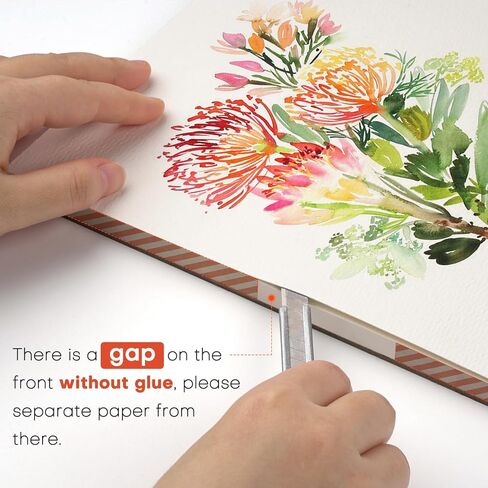 ورق ألوان مائية قطن 100% من Fuumuui - 20 ورقة مقاس 5 × 7 بوصة لوحة ورق ألوان مائية مضغوطة على البارد - 140 رطل/300 جرام في المتر المربع لحبر الغواش بالألوان المائية in Kuwait