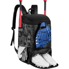 Softball Bag for Youth Adult, Sturdy Leather Baseball Bat Backpack with Shoe Compartment, Waterproof Baseball Bag with Fence Hook for TBall Bat & Equipment in Saudi Arabia